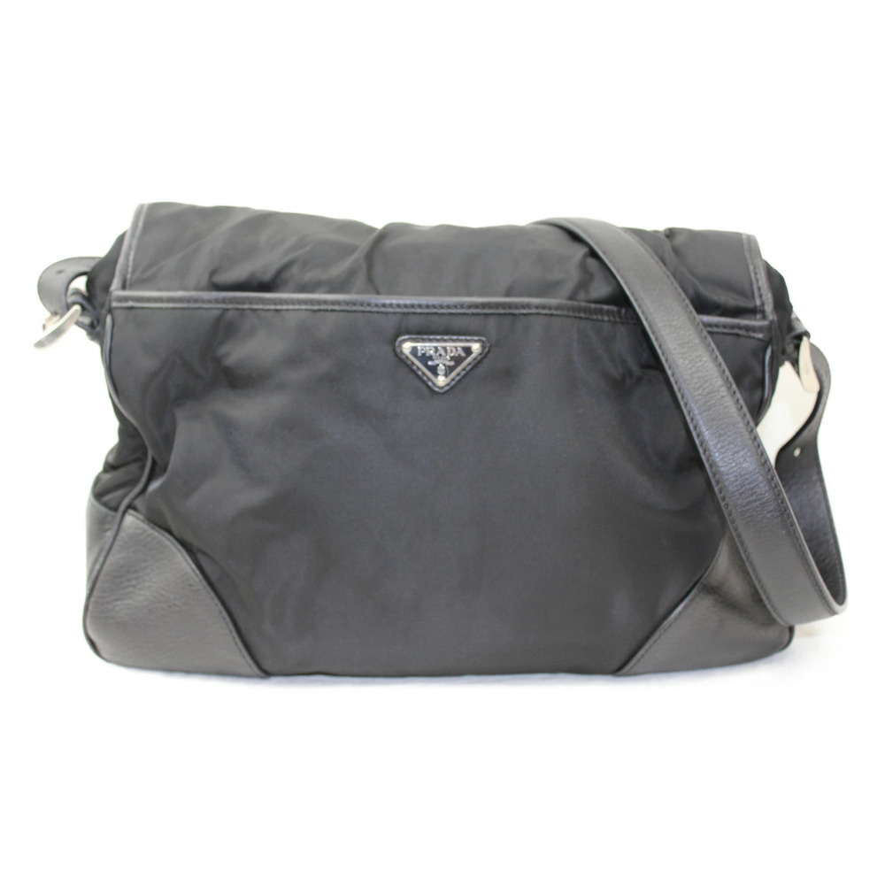PRADA messenger bag black leather
